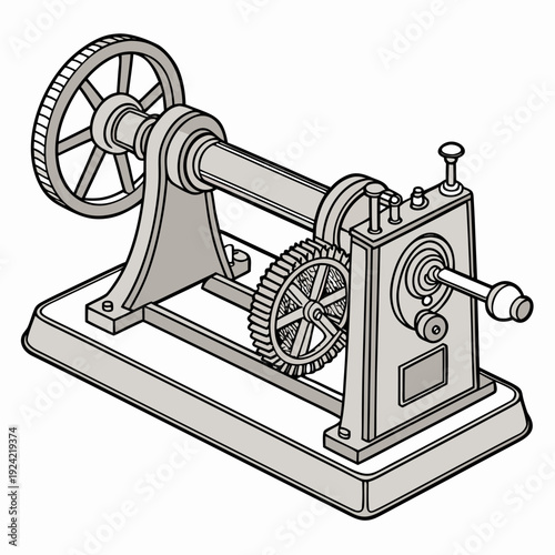 Antique mechanical device with gears and wheel machine