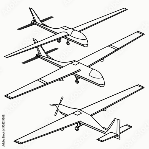 Of three tactical U A V aircraft drone airplanes
