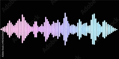 Blue sound wave equalizer line design on a black background featuring a financial growth bar chart and business data graph illustration with a blue city cityscape vector concept for a market report