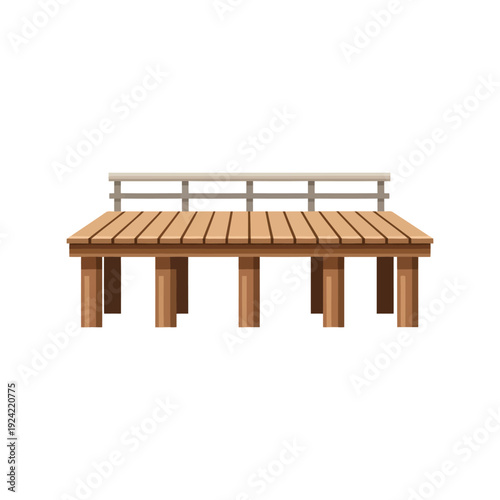 Wooden pier vector clipart isolated on white, dock illustration for summer design