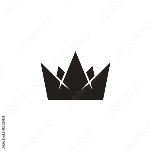 Black crown vector graphic on white background isolated design element