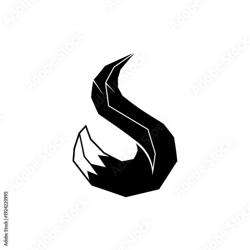 Geometric black and white tail illustration isolated graphic element design