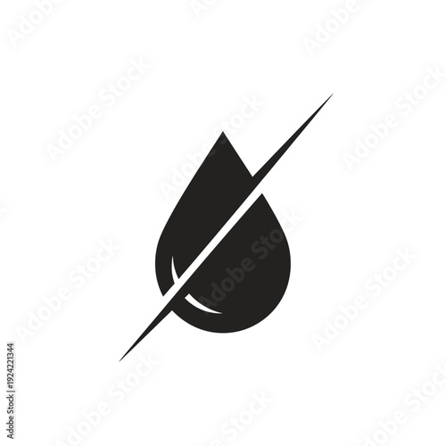 Black water drop with a line crossing it symbol for no water