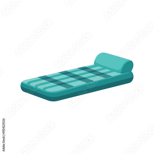 Inflatable Air Mattress Vector Clipart for Camping and Travel, Isolated on White Background