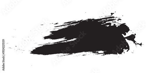 Black Grunge Paint Brush Stroke Badge with Hand Drawn Ink Splash Texture – Artistic Sticker Style Design Element for Logo, 
Label, Frame and Graphic Illustration