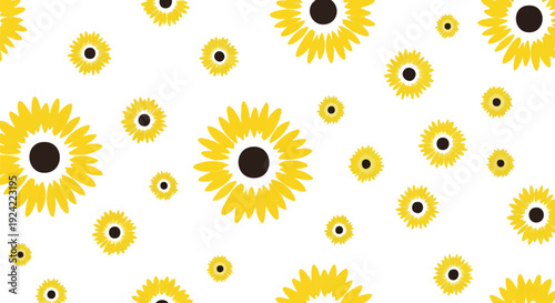 Yellow sunflower seamless pattern