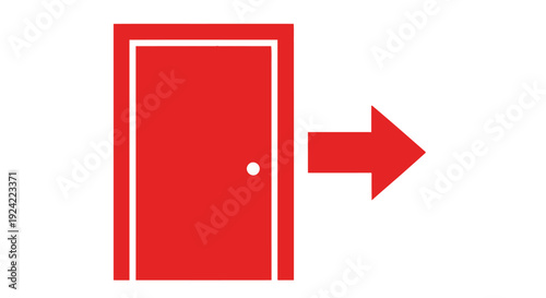 Red door and arrow symbol indicating an emergency exit or pathway