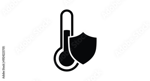 Thermometer and shield icon representing temperature safety and protection