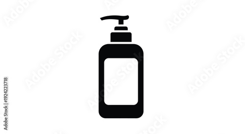 Simple black silhouette of a pump bottle likely for soap or lotion