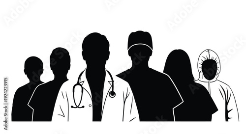 Silhouettes of healthcare professionals representing a medical team