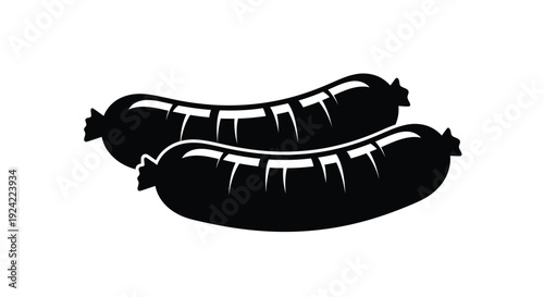 Two grilled sausages a black and white vector illustration