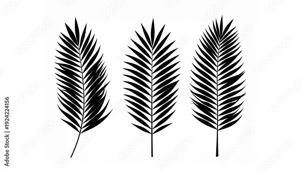 Fototapeta premium Minimalist Palm Frond Silhouette Collection – Horizontal Arrangement