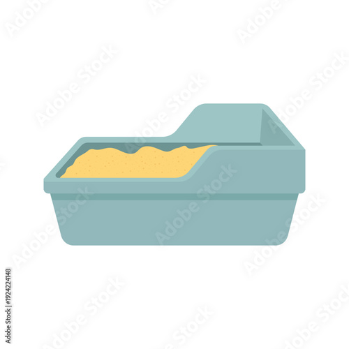 Simple Cat Litter Boxes with Sand in Flat Design Style
