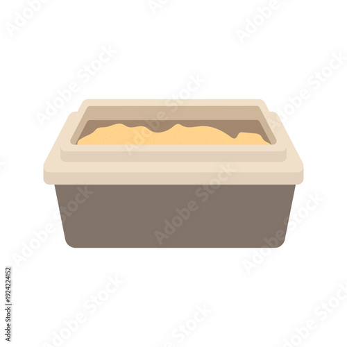 Simple Cat Litter Boxes with Sand in Flat Design Style