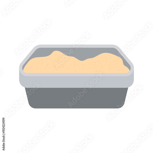 Simple Cat Litter Boxes with Sand in Flat Design Style