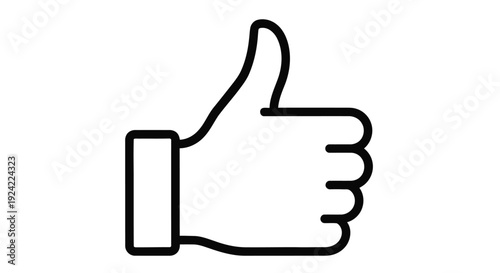 Simple black and white line drawing of a hand making a thumbs up gesture