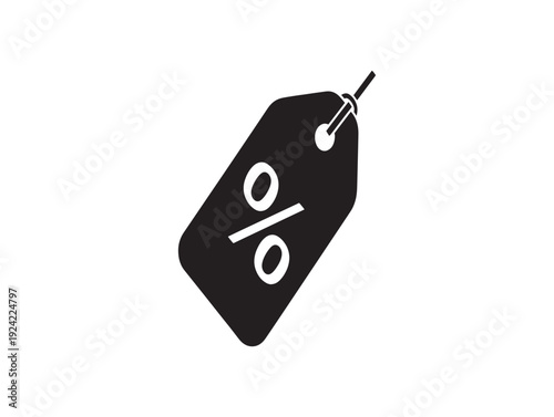 Discount percentage symbol on a black tag