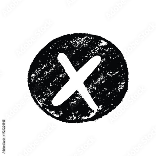 A black circle with a white x marked through it