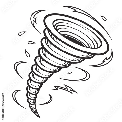 Black and white of a large cyclone storm tornado hurricane