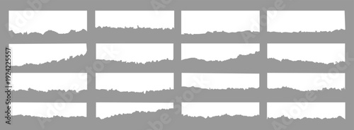 Set of White torn paper sheets. White ripped paper strips collection. Vector illustration