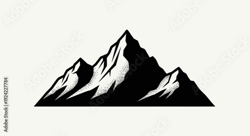 Majestic Mountain Peaks Silhouette Against a Light Background.