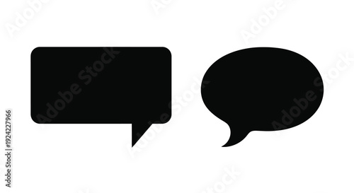 Two black speech bubbles displayed against a white background silhouette