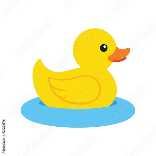Yellow rubber duck vector clipart isolated on white, cute cartoon bath toy illustration