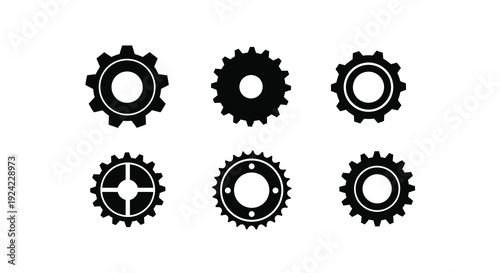 Black gears arranged in a grid a mechanical design silhouette
