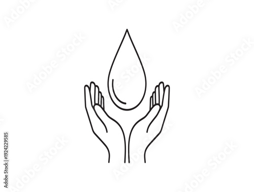 Hands cradling a water droplet