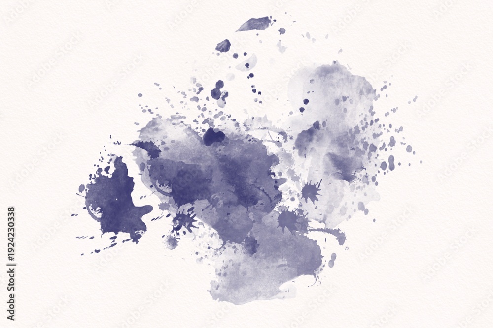 Obraz premium Abstract Navy Blue Watercolor Splatter Abstract Ink Splash Texture On White Paper Background