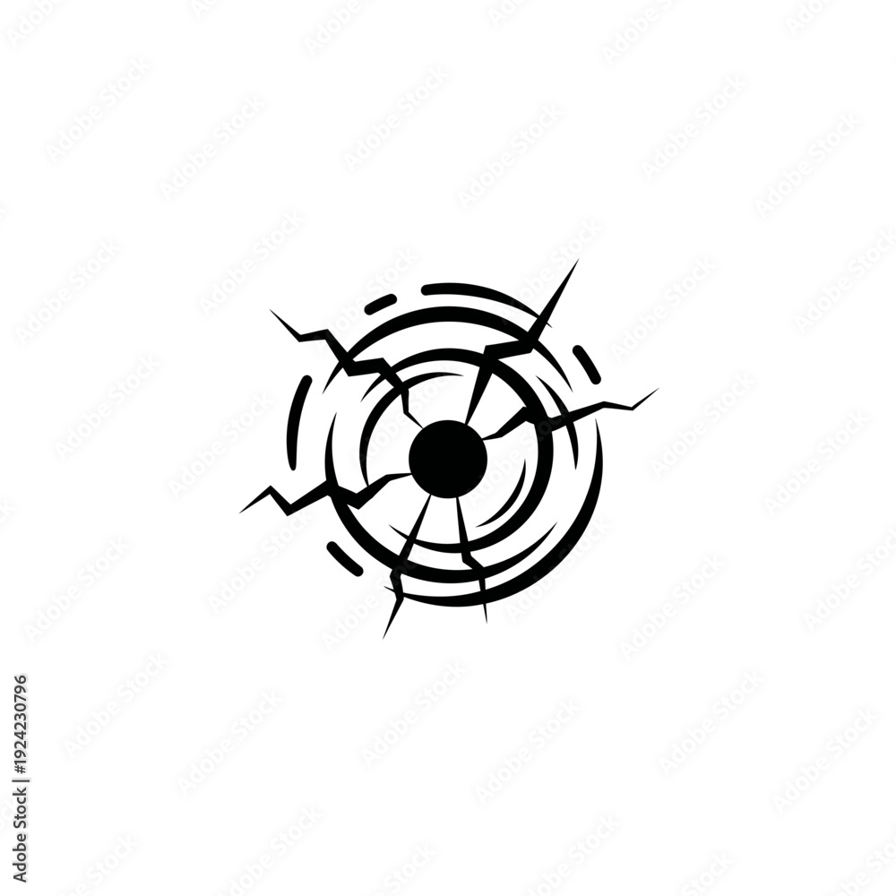 Fototapeta premium Abstract illustration of impact and energy with concentric circles and cracks