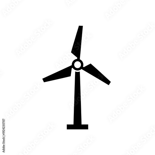 Black silhouette of a wind turbine generating clean sustainable energy