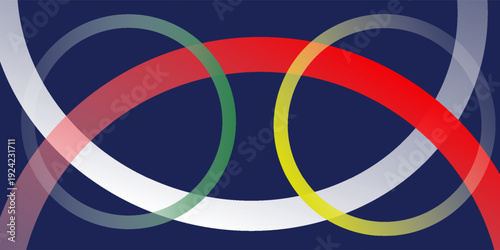 Abstract colorful overlapping circles on dark blue background, vector illustration