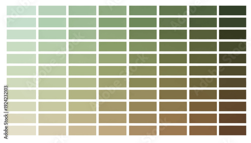 Gradient color palette with shades of green and brown.