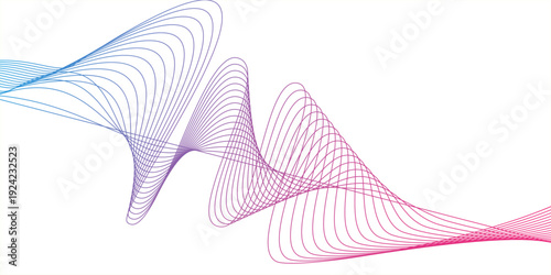 Modern multicolor wave of light is displayed on black background, Abstract wavy lines and neon glow on a black background, soundwave on a dark reflective surface.