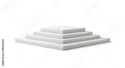 Stack of white foam blocks in pyramid shape on plain background for construction or insulation purposes