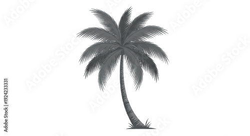 A serene monochrome illustration of a solitary palm tree, symbolizing a tranquil tropical escape or a concept of exotic natural beauty and relaxation