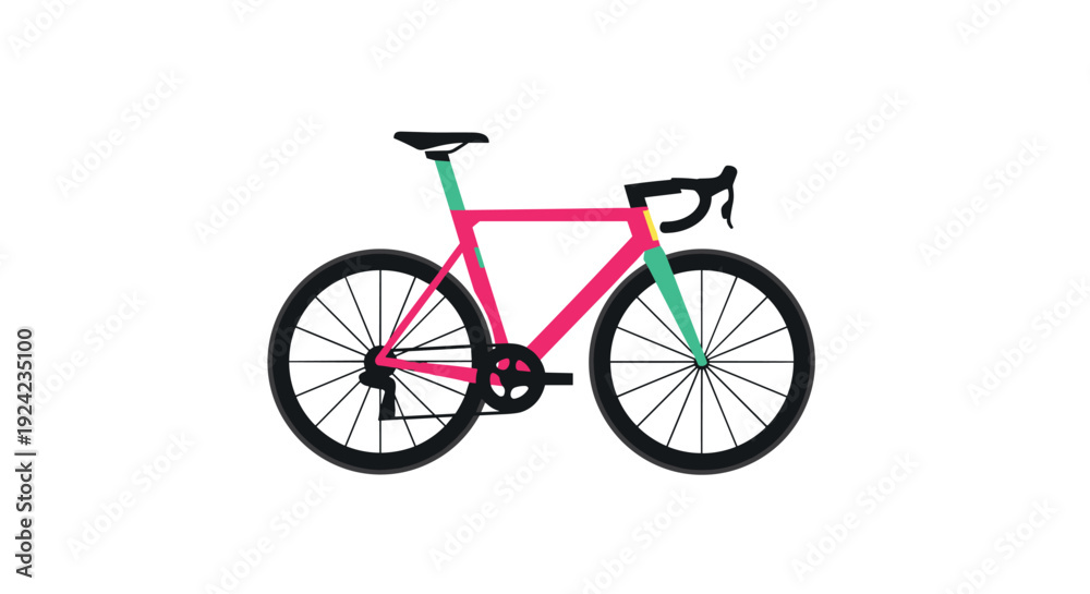 Fototapeta premium Vibrant road bicycle with pink frame and mint green accents.