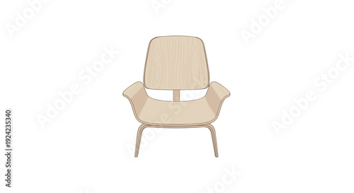 A modern lounge chair made of light colored bent plywood with a visible wood grain texture is centered against a plain white background.