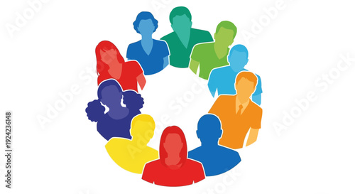Diverse people in colorful circle, teamwork concept