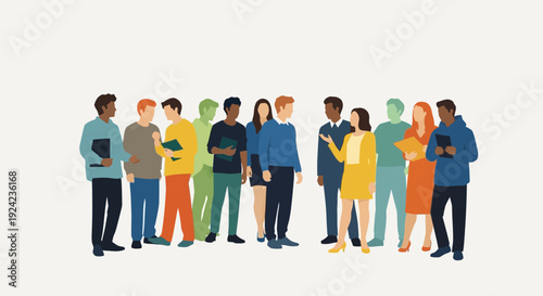 Diverse group of people standing together, illustration