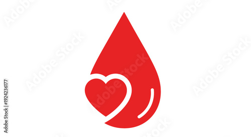 Red Blood Drop with Heart Icon