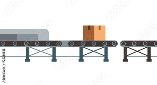 Conveyor belt with cardboard box, factory production line