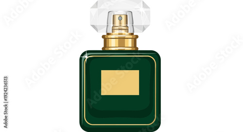 Luxury Green Perfume Bottle with Gold Accents and Diamond Cap