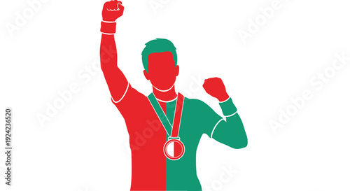 Winner Celebrating Victory with Medal