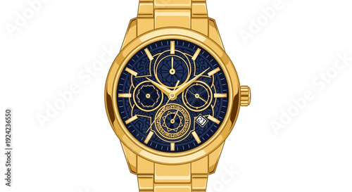 Luxury Gold Watch with Blue Celestial Dial