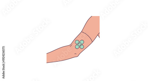 Arm with Bandage After Blood Draw, Medical Illustration