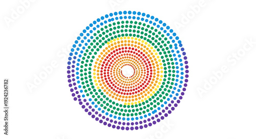 Vibrant Rainbow Colored Dots Forming a Circular Pattern.