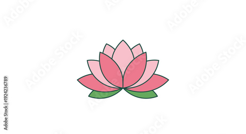 Pink Lotus Flower Icon, Minimalist, Isolated, Vector Art