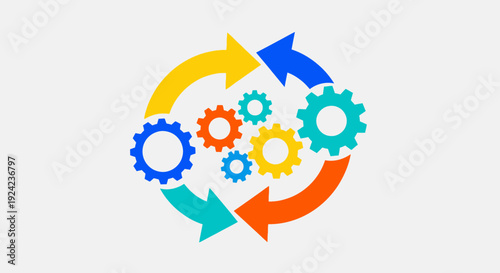 Colorful Gears and Arrows Cycle Symbol